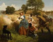 Emanuel Gottlieb Leutze - Mrs. Schuyler Burning Her Wheat Fields on the Approach of the British